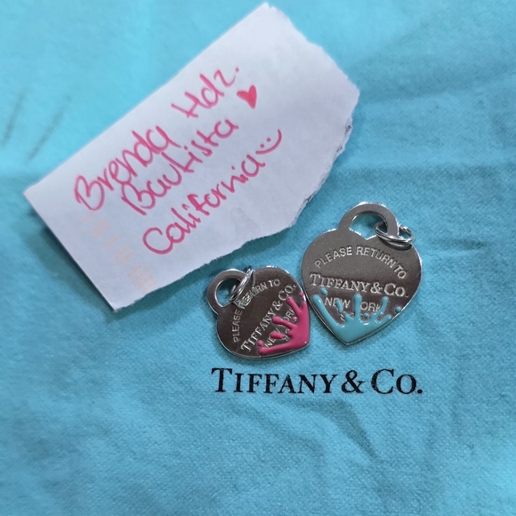 Tiffany & Co. Silver and Blue Splash Heart Charm - Picture 1 of 5